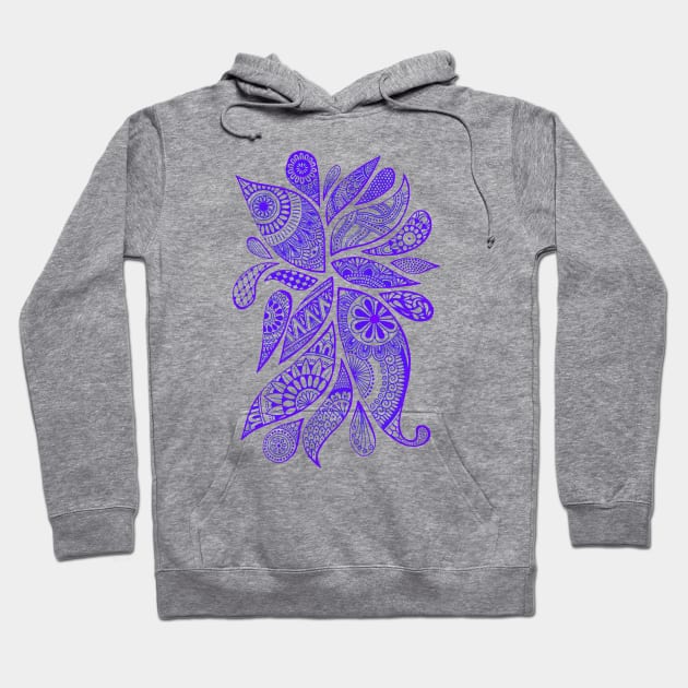 Abstract Zentangle Swirls Design (indigo on white) Hoodie by calenbundalas